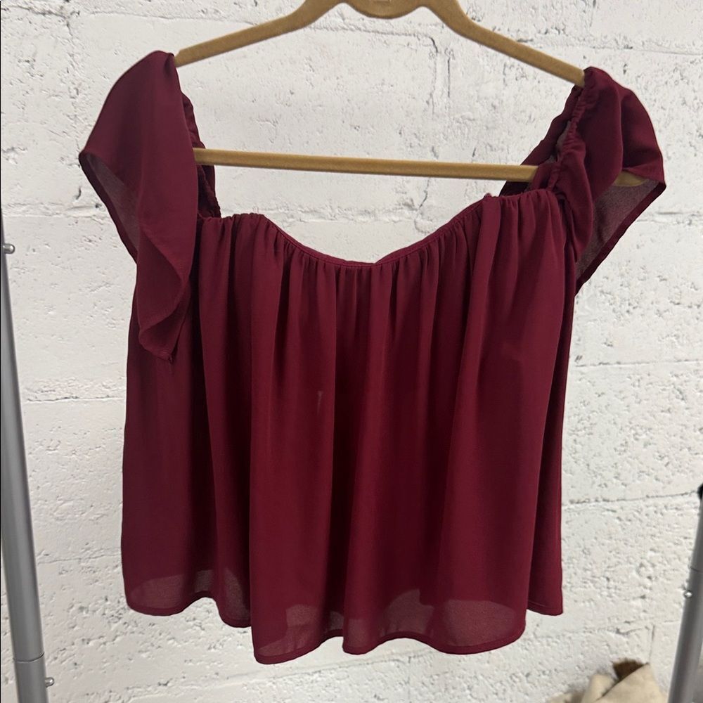 Honey Belle Burgundy Off-Shoulder Blouse - Size Medium - LIKE NEW Top